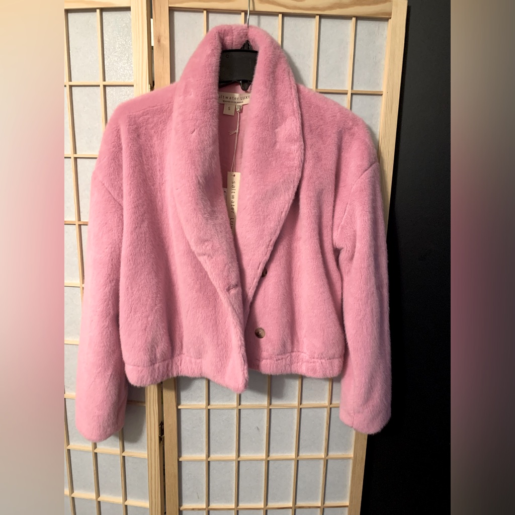 Nwt Saltwater Luxe Faux Fur Pink Jacket Small